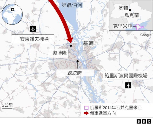 俄軍進軍基輔示意圖